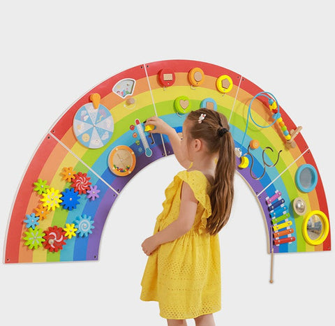 Rainbow Activity Wall Panels-Arts & Crafts-Additional Need,Dropship,Fine Motor Skills,Helps With,Maths,Nursery,Primary Maths,Rainbow Theme Sensory Room,SCOTEXCEL,Sensory Wall Panels & Accessories,Shape & Space & Measure,Strength & Co-Ordination,Viga Activity Wall Panel-Learning SPACE
