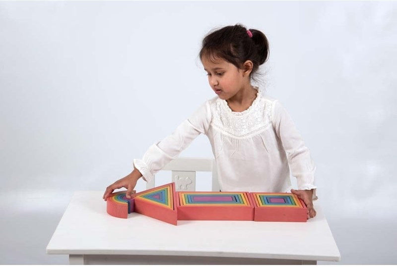 Rainbow Architect Stacking Squares - Pk7 - Great For Montessori And Nurture Rooms, Learning SPACE