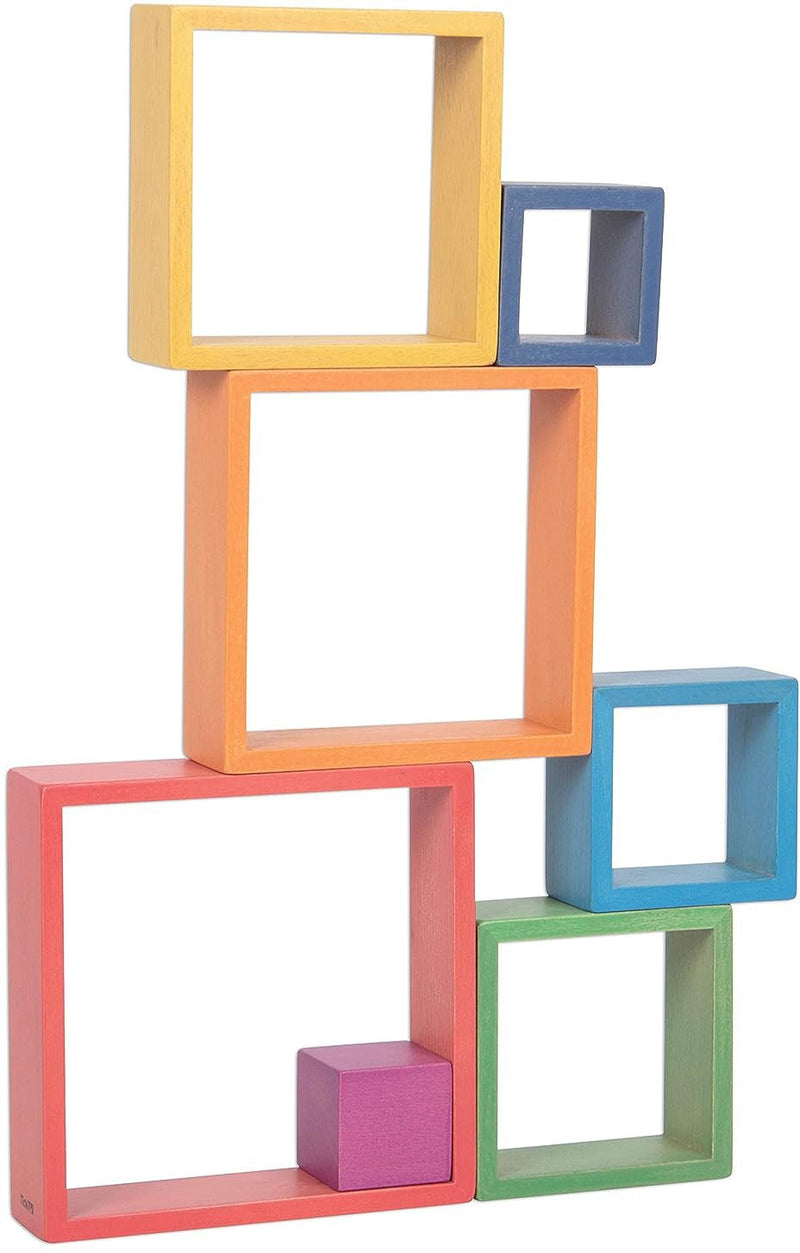 Rainbow Architect Stacking Squares - Pk7 - Great For Montessori And Nurture Rooms, Learning SPACE