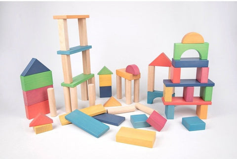 Rainbow Wooden Jumbo Block Set - Pk54-Baby Wooden Toys, Building Blocks, Engineering & Construction, Gifts For 6-12 Months Old, Maths, Nurture Room, Primary Maths, S.T.E.M, Shape & Space & Measure, Stacking Toys & Sorting Toys, Stock, TickiT-Learning SPACE