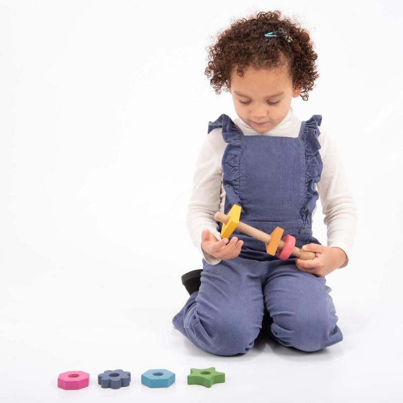 Rainbow Wooden Shape Twister, Learning SPACE