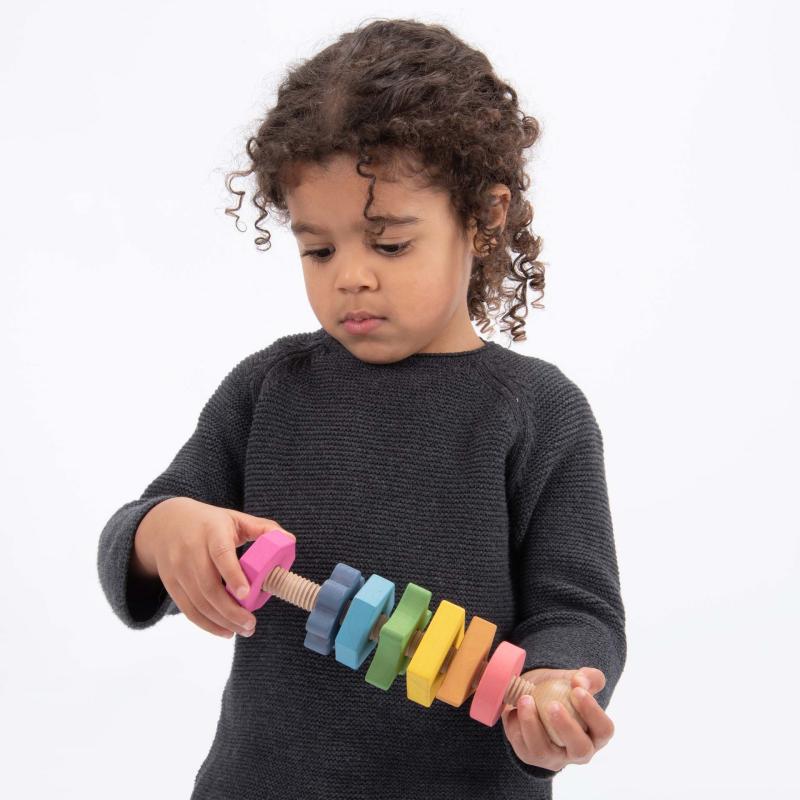 Rainbow Wooden Shape Twister, Learning SPACE
