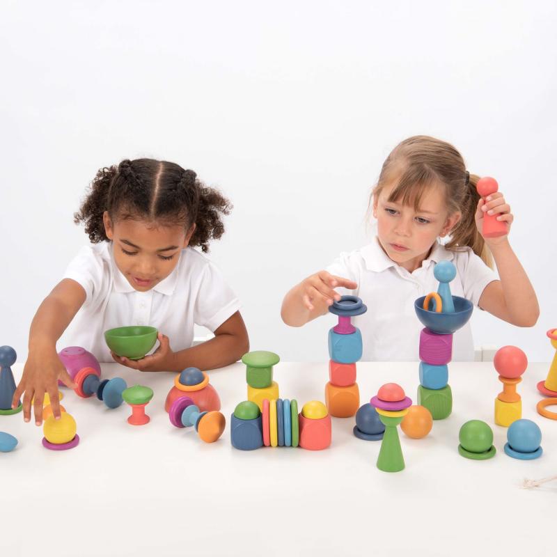 Rainbow Wooden Super Set 84-Piece Sensory Loose Parts Collection, Learning SPACE