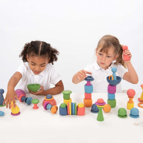 Rainbow Wooden Super Set– 84-Piece Sensory Loose Parts Collection-Building Blocks,Dropship,Stacking Toys & Sorting Toys,TickiT-Learning SPACE