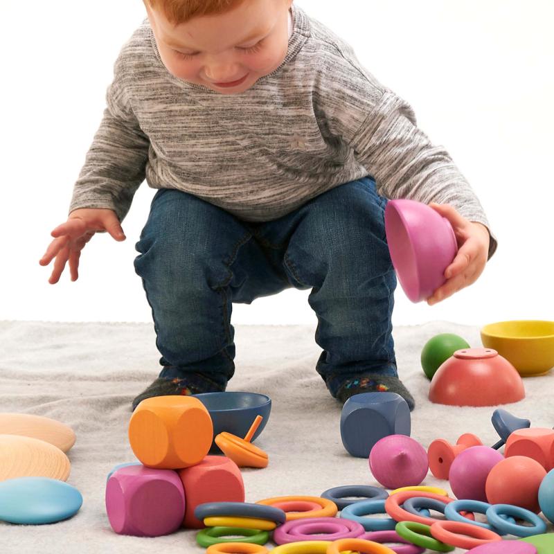 Rainbow Wooden Super Set 84-Piece Sensory Loose Parts Collection, Learning SPACE