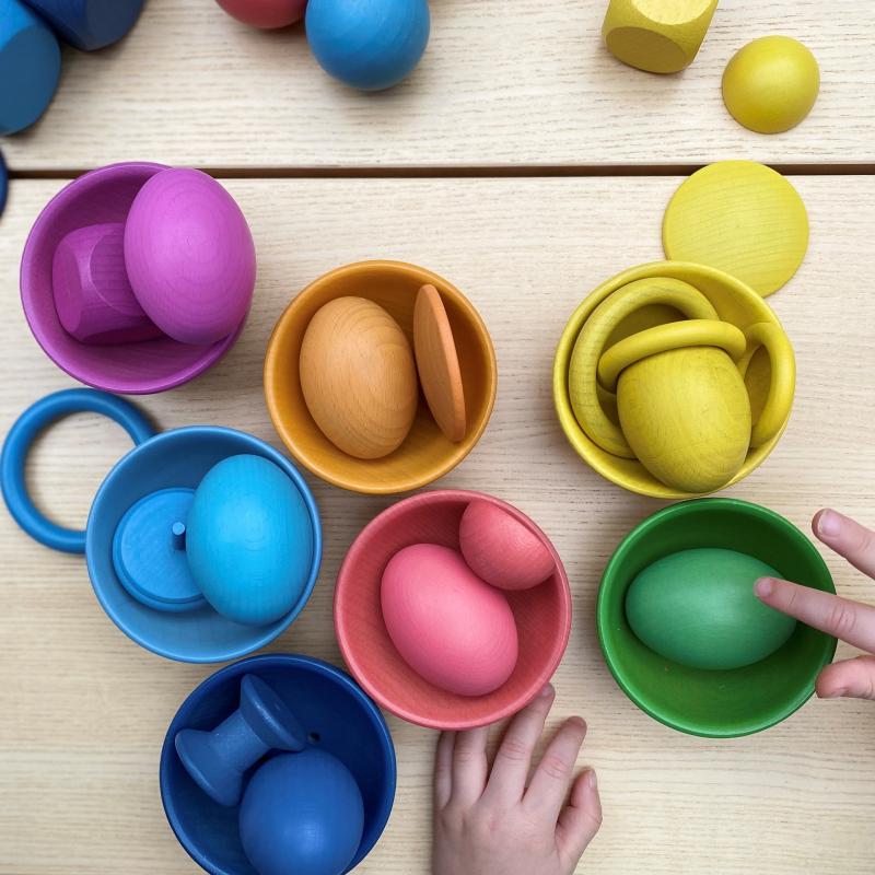 Rainbow Wooden Super Set 84-Piece Sensory Loose Parts Collection, Learning SPACE