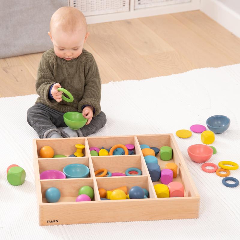 Rainbow Wooden Super Set + Wooden Sorting Tray (7- Way), Learning SPACE