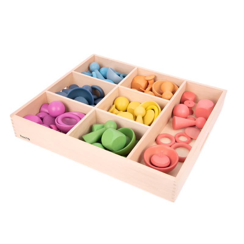 Rainbow Wooden Super Set + Wooden Sorting Tray (7- Way), Learning SPACE