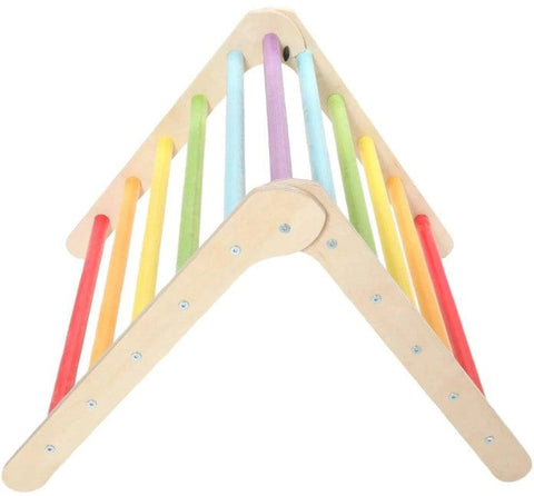 Rainbow Wooden Triangle Pickler Style Climbing Frame-Additional Need, Baby Climbing Frame, Balancing Equipment, Gross Motor and Balance Skills, Helps With, Matrix Group, Outdoor Climbing Frames, Seasons, Sensory Climbing Equipment, Summer-Learning SPACE