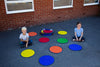 Rainbow™ Circle Outdoor Mats with Holdall (30 Pack)-Classroom Packs,Kit For Kids,Mats,Mats & Rugs,Multi-Colour,Round,Rugs,Sit Mats,Wellbeing Furniture-Learning SPACE