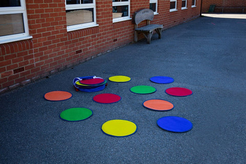 Rainbow™ Circle Outdoor Mats with Holdall (30 Pack)-Classroom Packs,Kit For Kids,Mats,Mats & Rugs,Multi-Colour,Round,Rugs,Sit Mats,Wellbeing Furniture-Learning SPACE