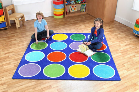 Rainbow™ Circles Placement 2x2m Carpet-Kit For Kids,Mats & Rugs,Multi-Colour,Placement Carpets,Rainbow Theme Sensory Room,Rugs,Square,Wellbeing Furniture-Learning SPACE