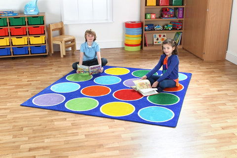 Rainbow™ Circles Placement 2x2m Carpet-Kit For Kids,Mats & Rugs,Multi-Colour,Placement Carpets,Rainbow Theme Sensory Room,Rugs,Square,Wellbeing Furniture-Learning SPACE