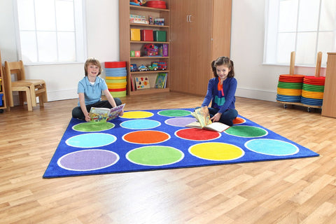 Rainbow™ Circles Placement 2x2m Carpet-Kit For Kids,Mats & Rugs,Multi-Colour,Placement Carpets,Rainbow Theme Sensory Room,Rugs,Square,Wellbeing Furniture-Learning SPACE