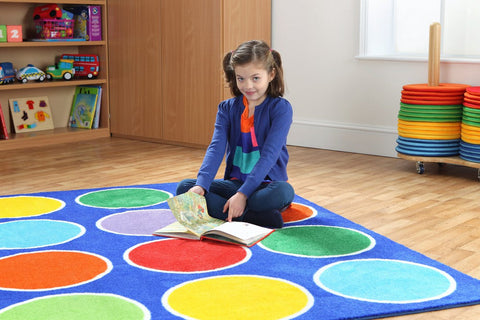 Rainbow™ Circles Placement 2x2m Carpet-Kit For Kids,Mats & Rugs,Multi-Colour,Placement Carpets,Rainbow Theme Sensory Room,Rugs,Square,Wellbeing Furniture-Learning SPACE