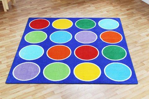 Rainbow™ Circles Placement 2x2m Carpet-Kit For Kids,Mats & Rugs,Multi-Colour,Placement Carpets,Rainbow Theme Sensory Room,Rugs,Square,Wellbeing Furniture-Learning SPACE