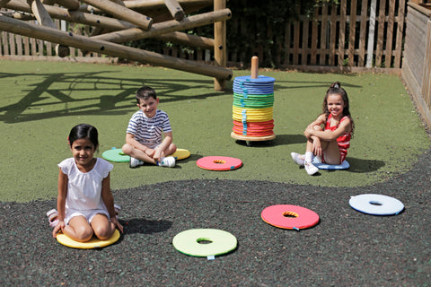 Rainbow™ Circular Sit Mats & Donut™ Trolley-Calmer Classrooms,Classroom Furniture,Classroom Packs,Dropship,Mats,Mats & Rugs,Outdoor Classroom,Sit Mats-Learning SPACE