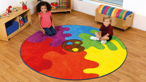 Rainbow™ Colour Palette 2m Carpet-Counting Numbers & Colour, Educational Carpet, Kit For Kids, Mats & Rugs, Multi-Colour, Round, Rugs, Wellbeing Furniture-Learning SPACE