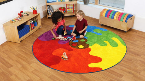 Rainbow™ Colour Palette 2m Carpet-Counting Numbers & Colour, Educational Carpet, Kit For Kids, Mats & Rugs, Multi-Colour, Round, Rugs, Wellbeing Furniture-Learning SPACE