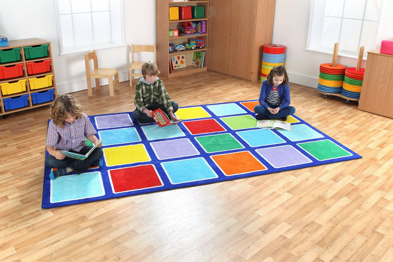 Rainbow™ Rectangle Placement Squares Carpet, Learning SPACE