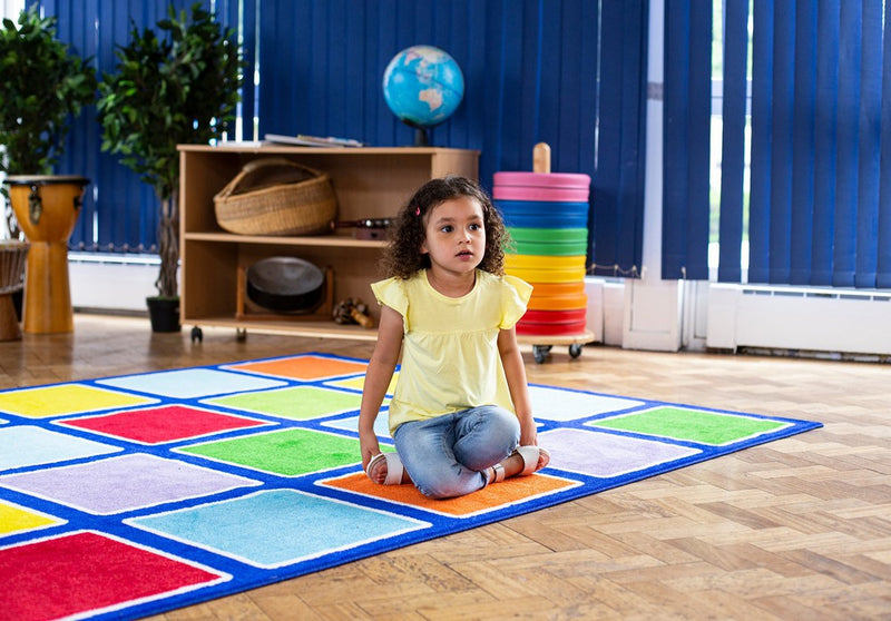 Rainbow™ Rectangle Placement Squares Carpet, Learning SPACE