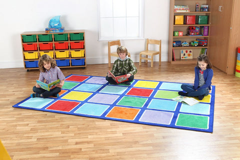 Rainbow™ Rectangle Placement Squares Carpet-Kit For Kids, Mats & Rugs, Multi-Colour, Placement Carpets, Rainbow Theme Sensory Room, Rectangular, Rugs, Wellbeing Furniture-Learning SPACE