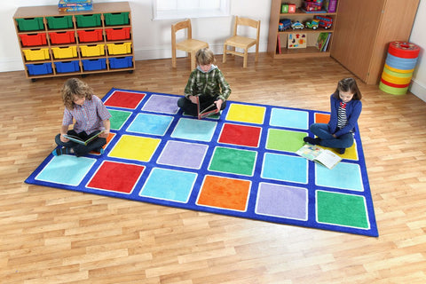 Rainbow™ Rectangle Placement Squares Carpet-Kit For Kids, Mats & Rugs, Multi-Colour, Placement Carpets, Rainbow Theme Sensory Room, Rectangular, Rugs, Wellbeing Furniture-Learning SPACE