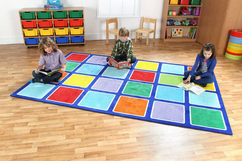 Rainbow™ Rectangle Placement Squares Carpet-Kit For Kids, Mats & Rugs, Multi-Colour, Placement Carpets, Rainbow Theme Sensory Room, Rectangular, Rugs, Wellbeing Furniture-Learning SPACE