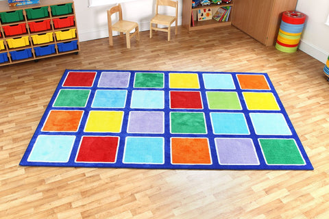 Rainbow™ Rectangle Placement Squares Carpet-Kit For Kids, Mats & Rugs, Multi-Colour, Placement Carpets, Rainbow Theme Sensory Room, Rectangular, Rugs, Wellbeing Furniture-Learning SPACE