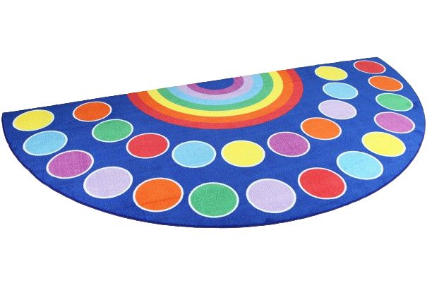 Rainbow™ Semi-Circle Placement 3x1.5m Carpet-Corner & Semi-Circle,Dropship,Kit For Kids,Mats & Rugs,Multi-Colour,Placement Carpets,Rainbow Theme Sensory Room,Rugs,Wellbeing Furniture-Large-MAT1035-Learning SPACE