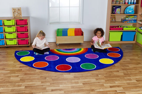 Rainbow™ Semi-Circle Placement 3x1.5m Carpet-Corner & Semi-Circle,Dropship,Kit For Kids,Mats & Rugs,Multi-Colour,Placement Carpets,Rainbow Theme Sensory Room,Rugs,Wellbeing Furniture-Learning SPACE