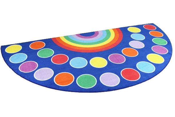 Rainbow™ Semi-Circle Placement 3x1.5m Carpet-Corner & Semi-Circle, Kit For Kids, Mats & Rugs, Multi-Colour, Placement Carpets, Rainbow Theme Sensory Room, Rugs, Wellbeing Furniture-Large-Learning SPACE