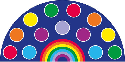 Rainbow™ Semi-Circle Placement 3x1.5m Carpet-Corner & Semi-Circle,Kit For Kids,Mats & Rugs,Multi-Colour,Placement Carpets,Rainbow Theme Sensory Room,Rugs,Wellbeing Furniture-Medium-MAT1052-Learning SPACE