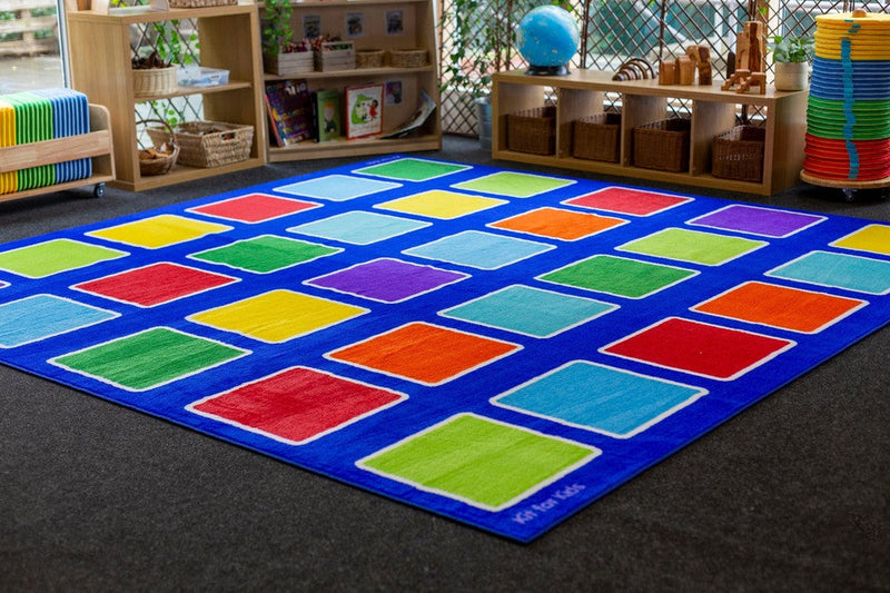 Rainbow™ Squares Large Placement 3x3m Carpet, Learning SPACE