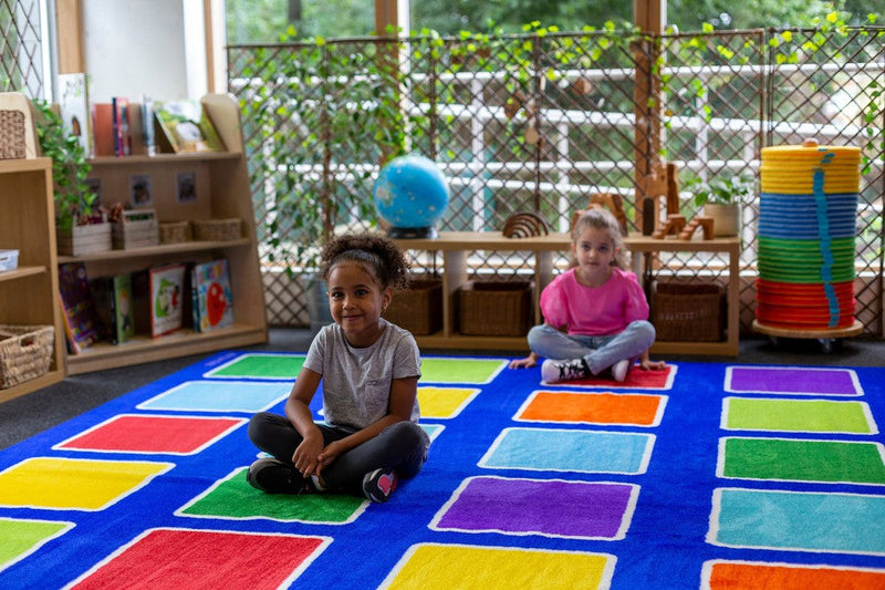 Rainbow™ Squares Large Placement 3x3m Carpet, Learning SPACE