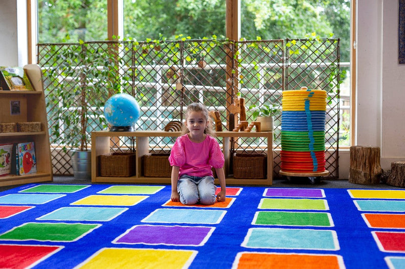 Rainbow™ Squares Large Placement 3x3m Carpet, Learning SPACE