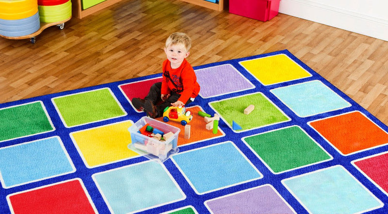 Rainbow™ Squares Large Placement 3x3m Carpet, Learning SPACE