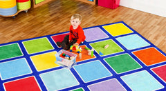 Rainbow™ Squares Large Placement 3x3m Carpet, Learning SPACE