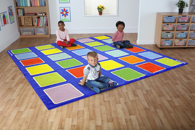 Rainbow™ Squares Large Placement 3x3m Carpet, Learning SPACE