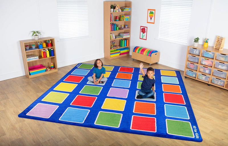 Rainbow™ Squares Large Placement 3x3m Carpet, Learning SPACE