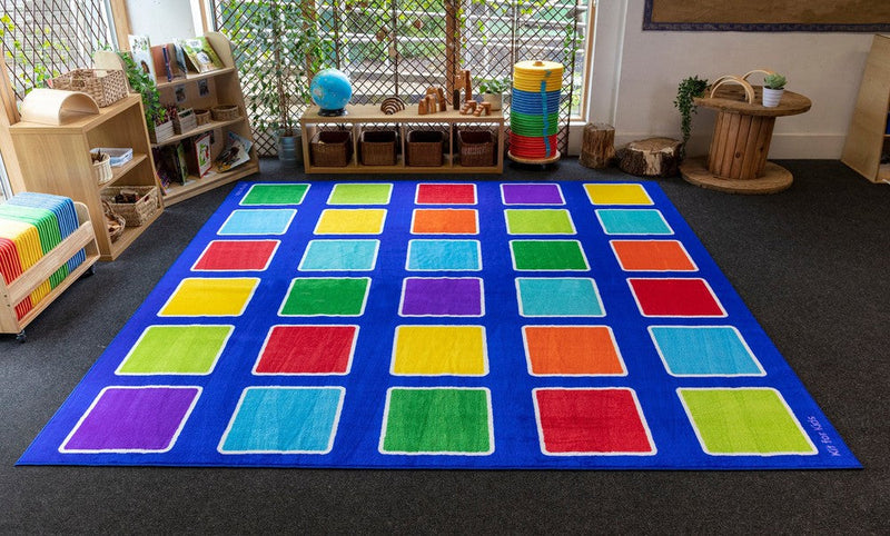 Rainbow™ Squares Large Placement 3x3m Carpet, Learning SPACE