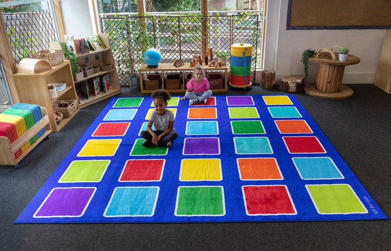 Rainbow™ Squares Large Placement 3x3m Carpet, Learning SPACE