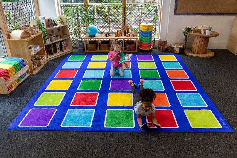 Rainbow™ Squares Large Placement 3x3m Carpet, Learning SPACE