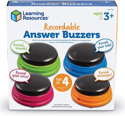 Recordable Answer Buzzers - Set of 4 or 12-Calmer Classrooms,Calming & Anxiety,communication,Helps With,Learning Resources,Neuro Diversity,Physical Needs,Primary Literacy,Sound,Sound Equipment,Speaking & Listening,Stock,Talking Buttons & Buzzers-Learning SPACE