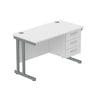 Rectangular Desk + 3 Drawer Fixed Pedestal, 1200 X 600 Arctic White Graphite Learning SPACE