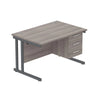 Rectangular Desk + 3 Drawer Fixed Pedestal, 1200 X 800 Alaskan Grey Oak Graphite Learning SPACE