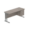 Rectangular Desk + 3 Drawer Fixed Pedestal, 1600 X 600 Alaskan Grey Oak Graphite Learning SPACE