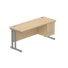 Rectangular Desk + 3 Drawer Fixed Pedestal, 1600 X 600 Canadian Oak Graphite Learning SPACE