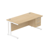 Rectangular Desk + 3 Drawer Fixed Pedestal, 1600 X 800 Canadian Oak White Learning SPACE