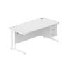 Rectangular Desk + 3 Drawer Fixed Pedestal, 1600 X 800 Arctic White White Learning SPACE